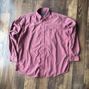 Ralph Lauren Men's Red Checkered Button Down Shirt